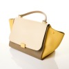 Celine, Cream / Taupe / Yellow Tri-Colour Calfskin Trapeze 2-Way Bag - 2