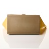 Celine, Cream / Taupe / Yellow Tri-Colour Calfskin Trapeze 2-Way Bag - 3