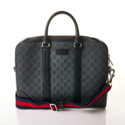 Gucci, Black GG Supreme Canvas Laptop Bag with Box