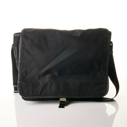 Prada, Black Nylon Messenger Bag