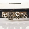 Alexander McQueen, Black Croc Embossed Leather Skull Knuckle Clutch with Box - 2