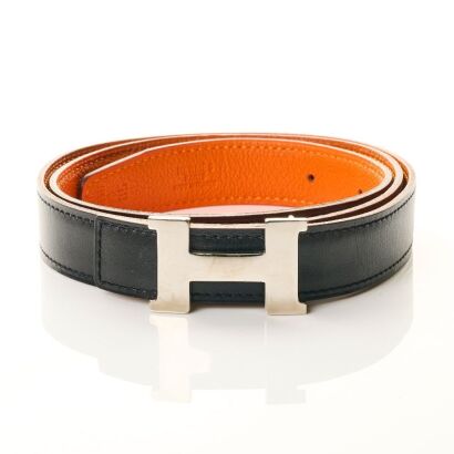 Herm&egrave;s, Reversible Orange / Black Constance Belt, Size 85