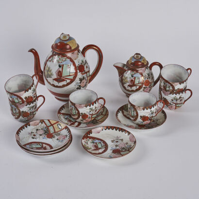 A Japanese Eight Piece Teaset