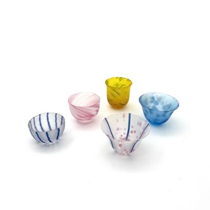 A Group of Five Japanese Glass Cups