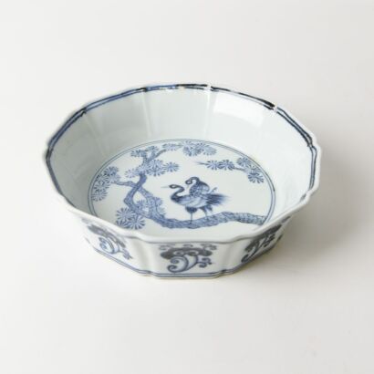 A Chinese Jingdezhen Blue and White 'Twin Crane' Barbed-rim Brushwasher