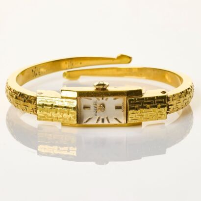 Gold Plated, Ernest Borel Cuff/Bangle Hand-wound Wristwatch, circa 1970's