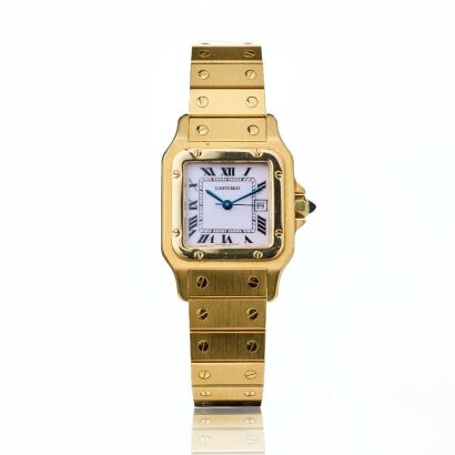 18ct Yellow Gold, Cartier Santos Carr&eacute;e Automatic Wristwatch, circa 1980's-early 1990's