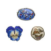 Three Enameled Brooches