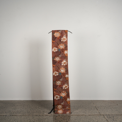 A Japanese Mid 20th-Century Silk-Fabric Floral Obi