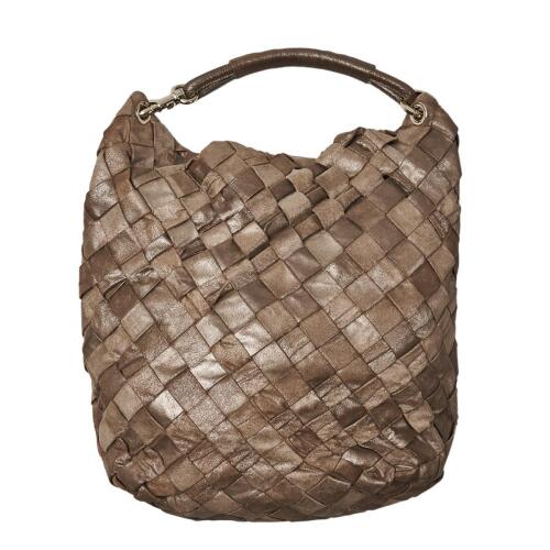 Jimmy Choo Basketweave Suede Leather Bag