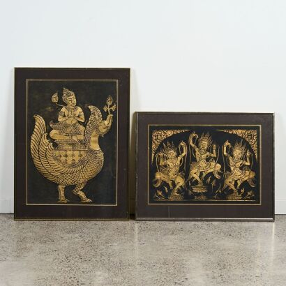Two Pieces Rubbings of Thai Buddha statues