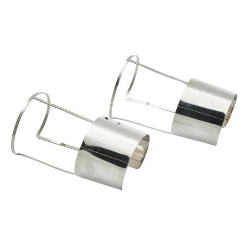 Two Modernist Silver Tone Cuff Bracelets