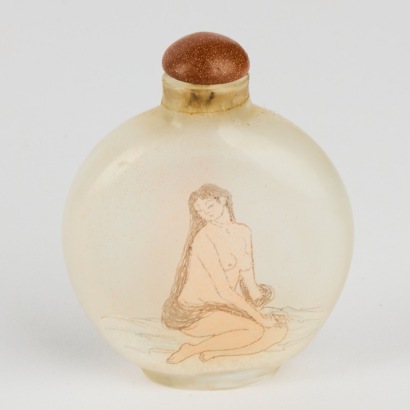 A Chinese Peking Glass Inside-painted 'Shunga' Snuff Bottle