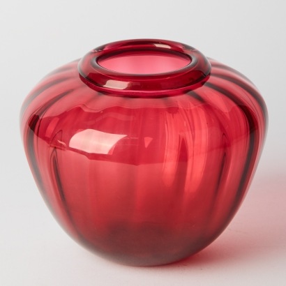 A Cranberry Glass Vase by Gary Nash