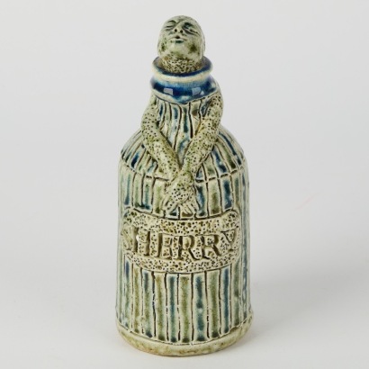 A Mark Goody Sherry Bottle In A Blue Cobalt Salt Glaze