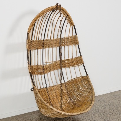 A John Crichton Hanging Rattan Egg Chair by The Blind Institute