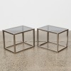 A Pair of Stainless Side Tables With Frosted Glass Tops - 2