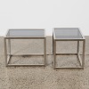 A Pair of Stainless Side Tables With Frosted Glass Tops Af