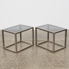 A Pair of Stainless Side Tables With Frosted Glass Tops Af - 2