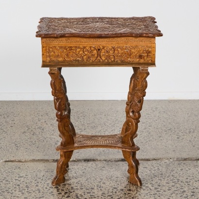 A Burmese Carved Sewing Box
