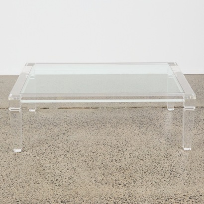 A Italian Lucite and Glass Coffee Table
