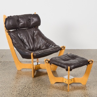 A IMG Luna High Back Sling Chair and Ottoman