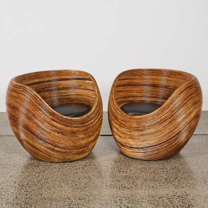 A Pair of Vintage Habitat Rattan Egg Chairs