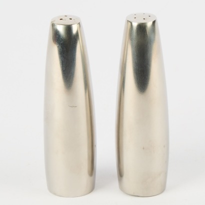 A Pair of 1950s Stanless Steel Salt and Pepper Shakers by Jens Quistgaard for IHQ Dansk Designs