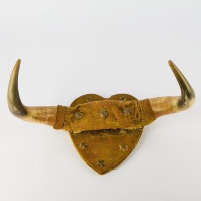 An Antique Mounted Bull Horn