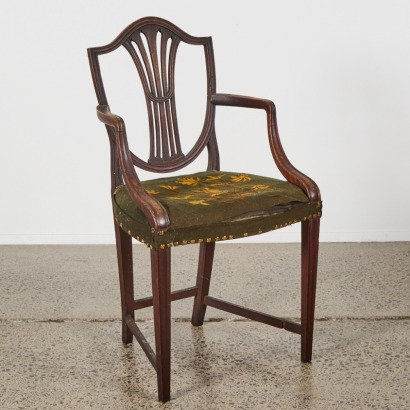 A Georgian Style Chair with Embroidered Seat