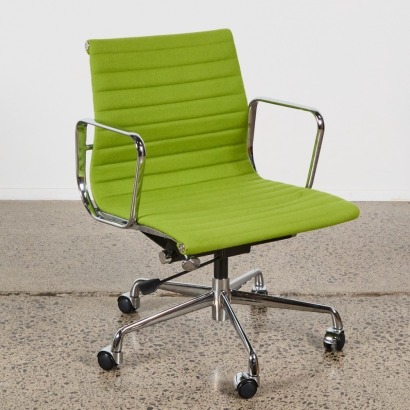 An Eames Style Desk Chair in Green Woollen Upholstery