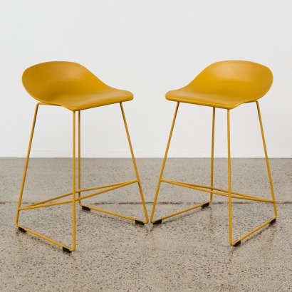 A Pair of Modern Sleigh Base Barstools