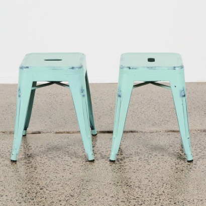 A Pair of Industrial Metal Stools