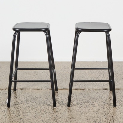 A Pair of Black Cintesi Bar Stools