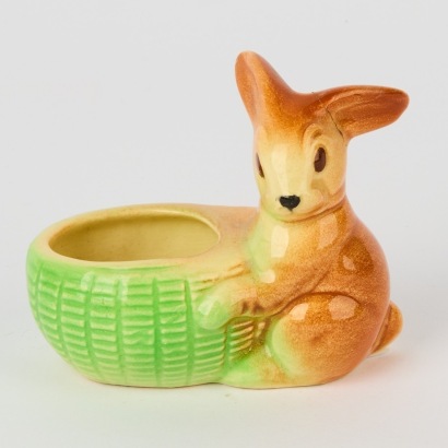 A Crown Lynn Tiki Label Rabbit Posy Pot A/F