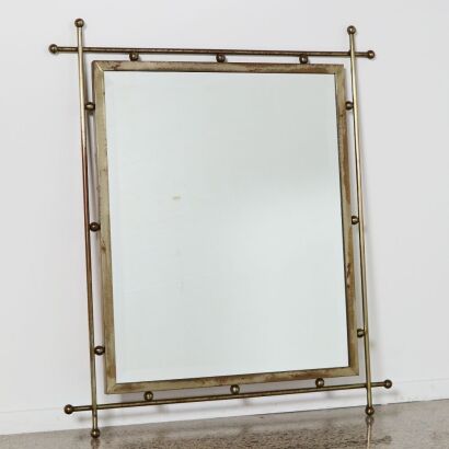 A Vintage Sculptural Metal Framed Mirror