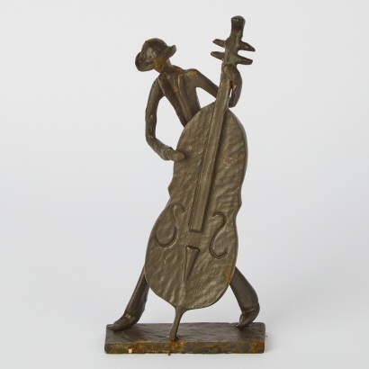 A Cast Metal Cellist Figure