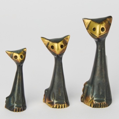 A Vintage Set of Three Walter Bosse Style Cat Ornaments