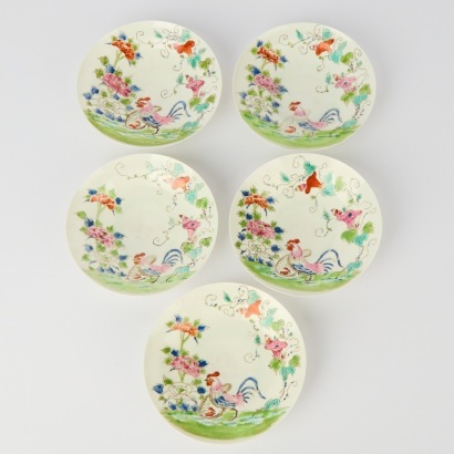 A Set of Five Japanese Hirado Ware Saucers