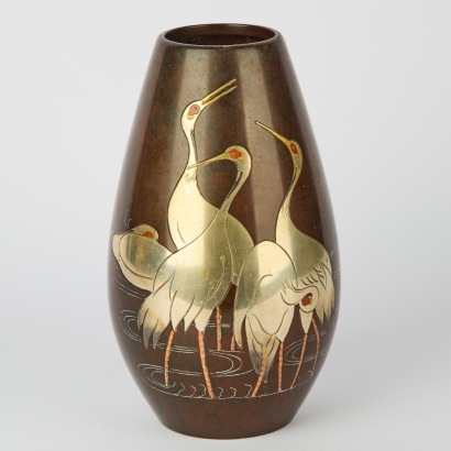 A Vintage Japanese Mixed Metal Vase