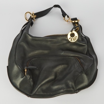 A Fendi Black Leather Shoulder Bag