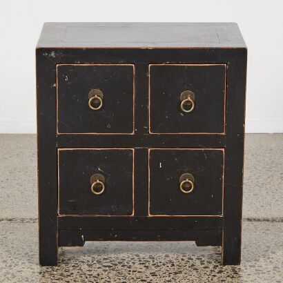 A Chinese Four Drawer Laquered Cabinet