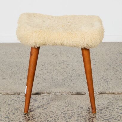 A Mid-Century Sheepskin Stool