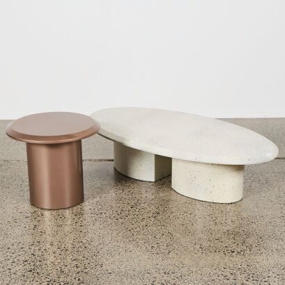 A Contemporary Oval Staggered Coffee table Set