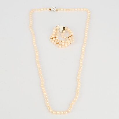A Pearl Necklace AND A Pearl Bracelet