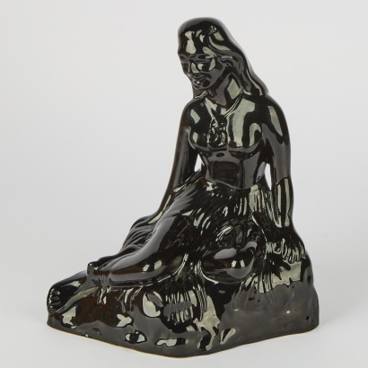 A Pania of the Reef Studio Pottery in Black Gloss Glaze