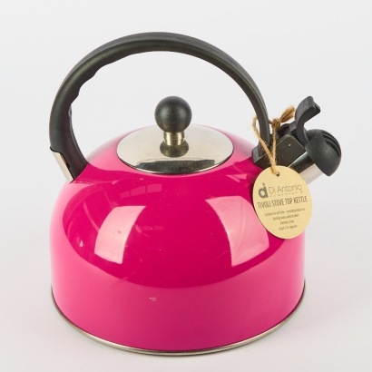 A Crimson Di Antonio Tivoli Stove Top Whistling Kettle