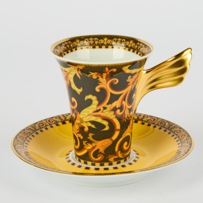 A "Barocco" Versace Teacup and Saucer by Rosenthal