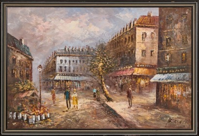 A Paris Scene Hand Painted By Burnett