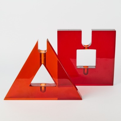 A Pair of Acrylic Candle Holders